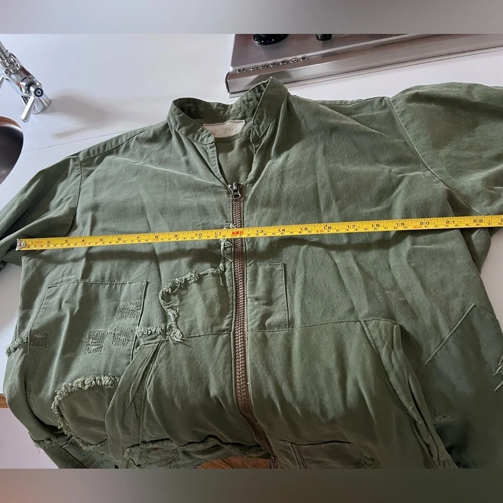 Men's Olive Patchwork Military Jacket